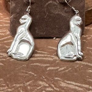 Betsey Johnson Silver Cat Earrings